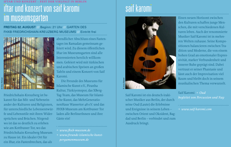 IFTAR UND KONZERT – Fest der Vielfalt in Berlin  Iftar und Konzert von Saif Karomi im Museumsgarten 