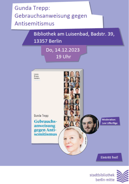 Lesung mit Gunda Trepp: "Gebrauchsanweisung gegen Antisemitismus" (Bibliothek am Luisenbad)