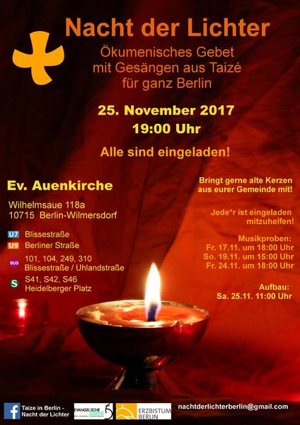 Nacht der Lichter Berlin - ökumenisches Gebet mit Gesängen aus Taizé