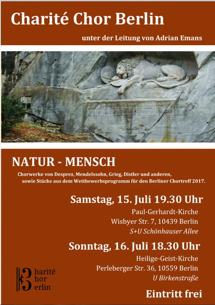 "NATUR - MENSCH"- Konzerte des Charité Chor Berlin