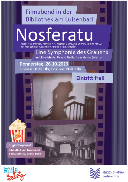 Stummfilm mit Live-Musik: "Nosferatu. Eine Symphonie des Grauens." (Bibliothek am Luisenbad)