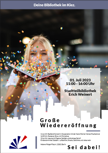 Wiedereröffnung Stadtbibliothek "Erich Weinert" am 1. Juli 2023 in Biesdorf - Ein Fest für Leseratten und Kulturbegeisterte