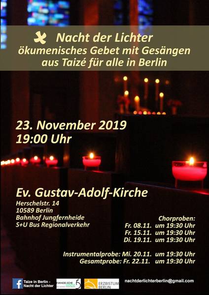 Nacht der Lichter 2019 - ökumenisches Gebet mit Gesängen aus Taizé für alle in Berlin