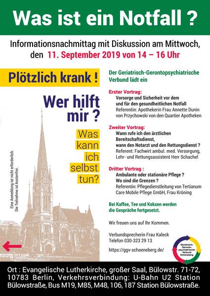 Informationsveranstaltung: Was ist ein Notfall ? Plötzlich krank! Wer hilft mir!