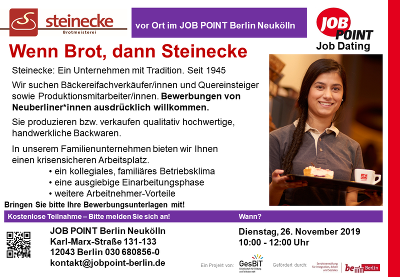 Job Dating mit Meisterbäckerei Steinecke GmbH & Co KG