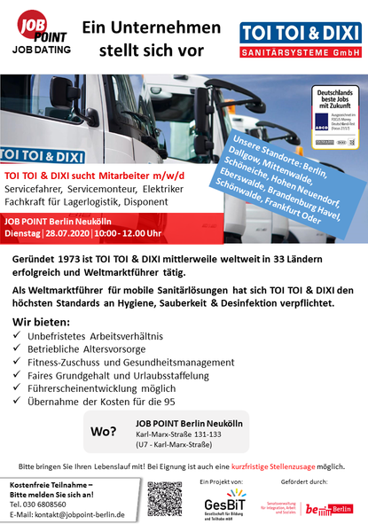 Jobdating mit TOI TOI & DIXI