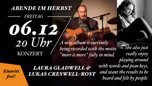 Konzerttipp: Laura Gladwell & Lukas Creswell-Rost