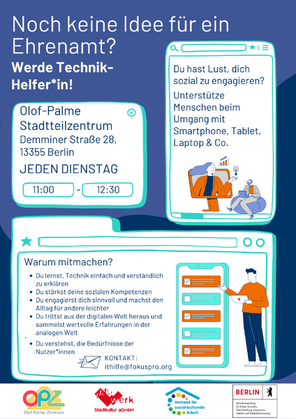 Werde Handy- und Computerhelfer*in im OPZ(Olof-Palme Stadtteilzentrum)