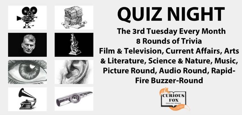 QUIZ NIGHT at Curious Fox Bookshop, Neukölln (U7 Rathaus Neukölln / U8 Boddinstr.)