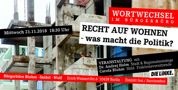 Recht auf Wohnen - was macht Politik? WORTWECHSEL im Bürgerbüro