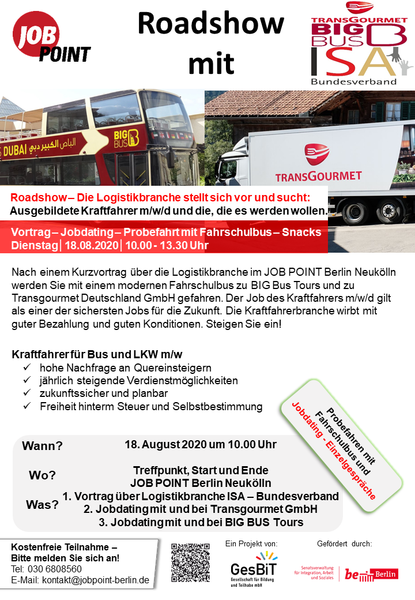 Kraftfahrer-Roadshow mit BIG Bus, Transgourmet und ISA-Bundesverband