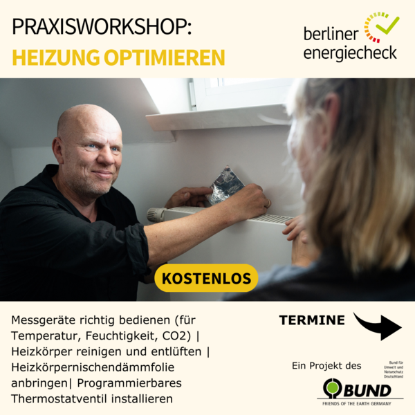 Workshop "Heizung optimieren", um Heizverbräuche zu senken 