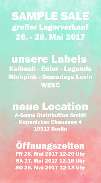 Sample Sale- Fashion and Accessoires for Men and Women Spring/Summer 17