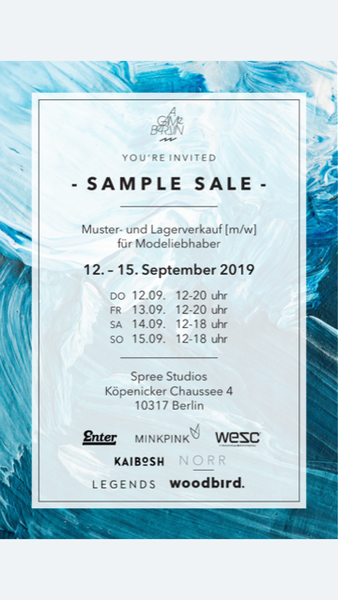 SAMPLE SALE- Fashion & Accessories for Men and Women / Musterverkauf