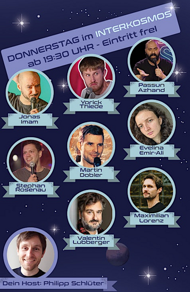 Live Comedy | Profis und Newcomer | "Raum & Zeit" – die galaktische Comedy-Show im Interkosmos | 20 Uhr in Lichtenberg