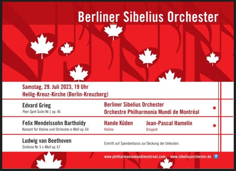 Freundschaftskonzert Berliner Sibelius Orchester - Orchestre Philharmonia Mundi De Montréal 