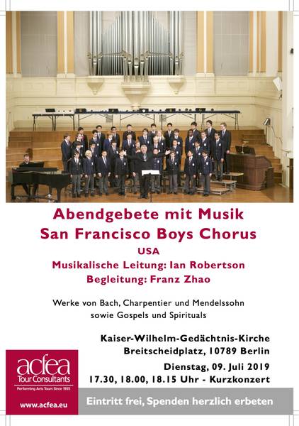 San Francisco Boys Chorus – Abendgebete mit Musik Kaiser-Wilhelm-Gedächtnis-Kirche Berlin