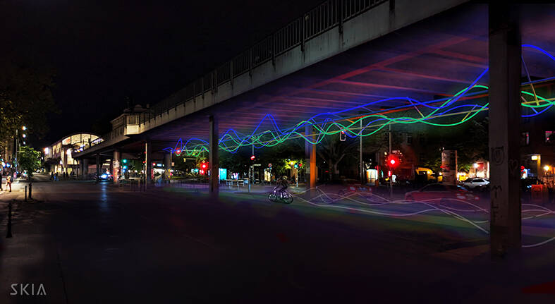 Lichtinstallation "Nachtspur" 