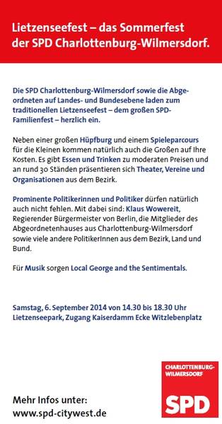 Familienfest der SPD am Lietzensee mit Klaus Wowereit