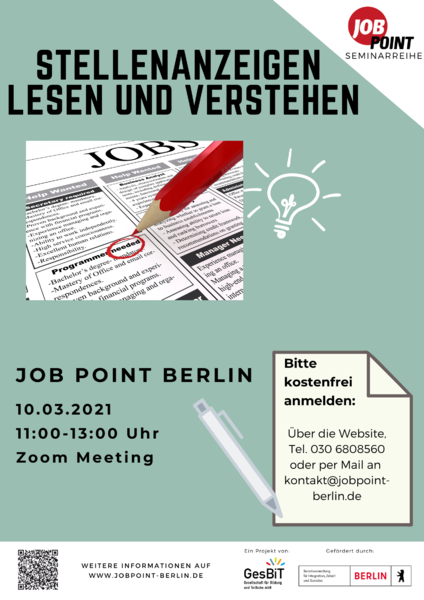Online-Veranstaltung: Stellenanzeigen richtig lesen und verstehen