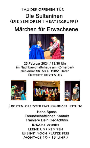 "Märchen für Erwachsene" Aufführung der Senioren Theatergruppe Sultaninen