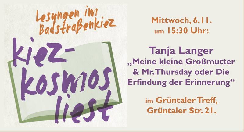 Lesung mit Tanja Langer "„Meine kleine Großmutter & Mr. Thursday oder Die Erfindung der Erinnerung“