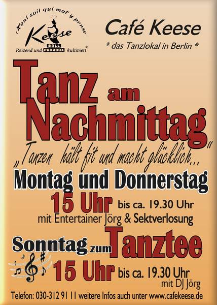 Tanzen am Nachmittag (derzeit nicht wegen Corona-Maßnahmen)