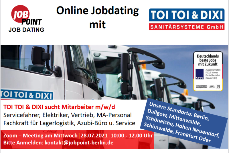 Online-Jobdating mit TOI TOI & DIXI