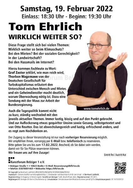 Tom Ehrlich > WIRKLICH WEITER SO? im Kunstforum Belziger 1 e.V.