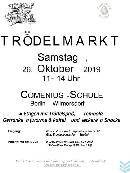 Trödelmarkt Sa. 26.10.2019; 11-14 Uhr; Wilmersdorf U7; Viele Kindersachen u.a.