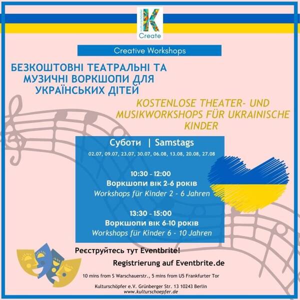 Kostenlose Theater- und Musik Workshops für ukrainische Kinder am Samstags!