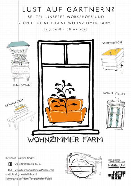 Lust auf deine eigene WohnzimmerFarm am TEMPHELHOFER FELD? WurmKompost, Kräutertisch Workshop und viel mehr! 