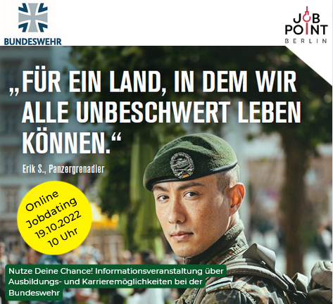 Jobdating mit einem Arbeitgeber für Schüler*innen und Studierende: Treffen Sie die Bundeswehr!