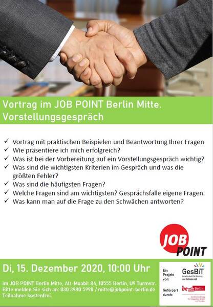 Infoveranstaltung: Vorstellungsgespräch - Sich erfolgreich präsentieren!