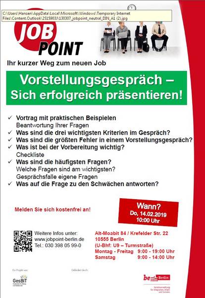 Infoveranstaltung: Vorstellungsgespräch - Sich erfolgreich präsentieren!