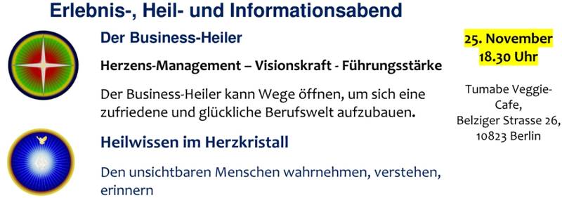 Erlebnisabend: Der Business Heiler - Das Heilwissen im Herzkristall