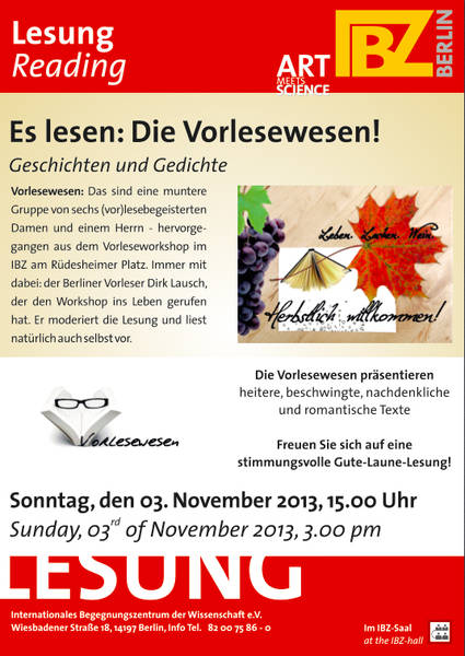 Herbstlich willkommen ...! Lesung mit den Vorlesewesen