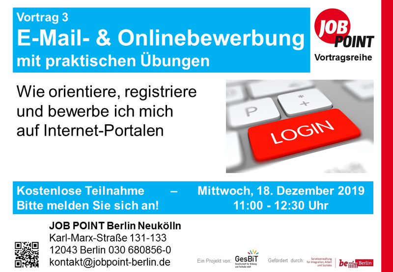Vortrag: E-Mail- und Onlinebewerbung mit praktischen Übungen