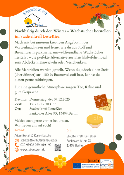 Nachhaltig durch den Winter - Wachstücher herstellen 