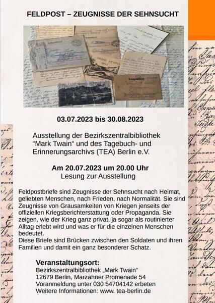 03.07.2023 - 30.08.2023 Feldpost - Dokumente der Sehnsucht