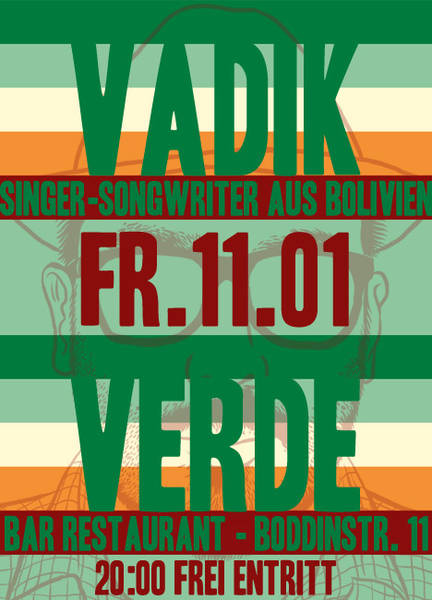 Vadik, Bolivian singer-songwriter in Verde, Tapas Restaurant