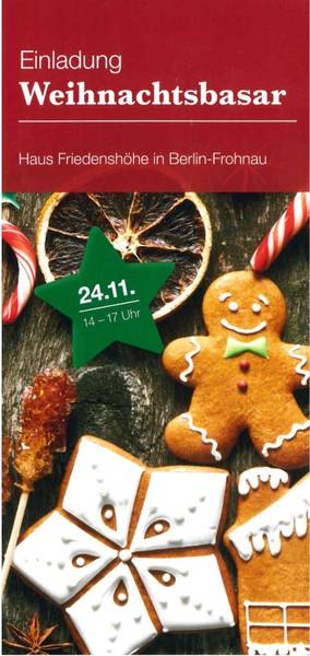 Weihnachtsbasar Haus Friedenshöhe Berlin Frohnau 24.11.2017 14 - 17 Uhr