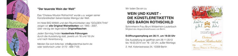 Vernissage : "Wein und Kunst - die Künstleretiketten des Weingutes Rothschild"