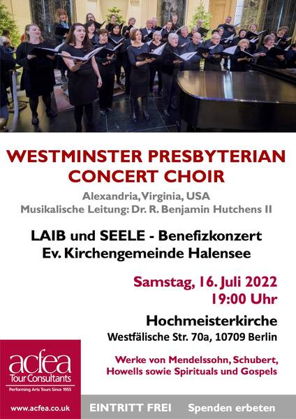 Westminster Presbyterian Concert Choir – Benefizkonzert Ev. Kirchengemeinde Halensee (Laib und Seele)