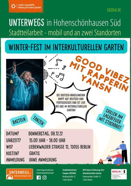 Winterfest im Interkulturellen Garten mit Rapperin YANSN und Lagerfeuer