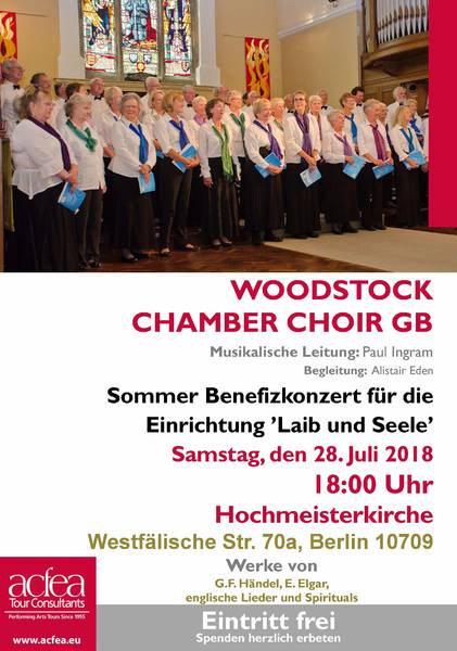 Woodstock Chamber Choir – Sommer Benefizkonzert Hochmeisterkirche Berlin