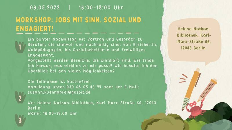 Workshop in der Bibliothek: Jobs mit Sinn. Sozial und engagiert!