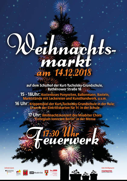 Weihnachtsmarkt in Moabit mit Feuerwerk